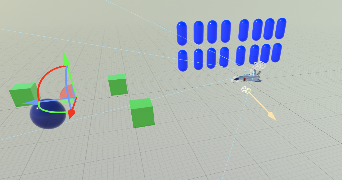 A SceneKit scene with multiple simple 3D objects