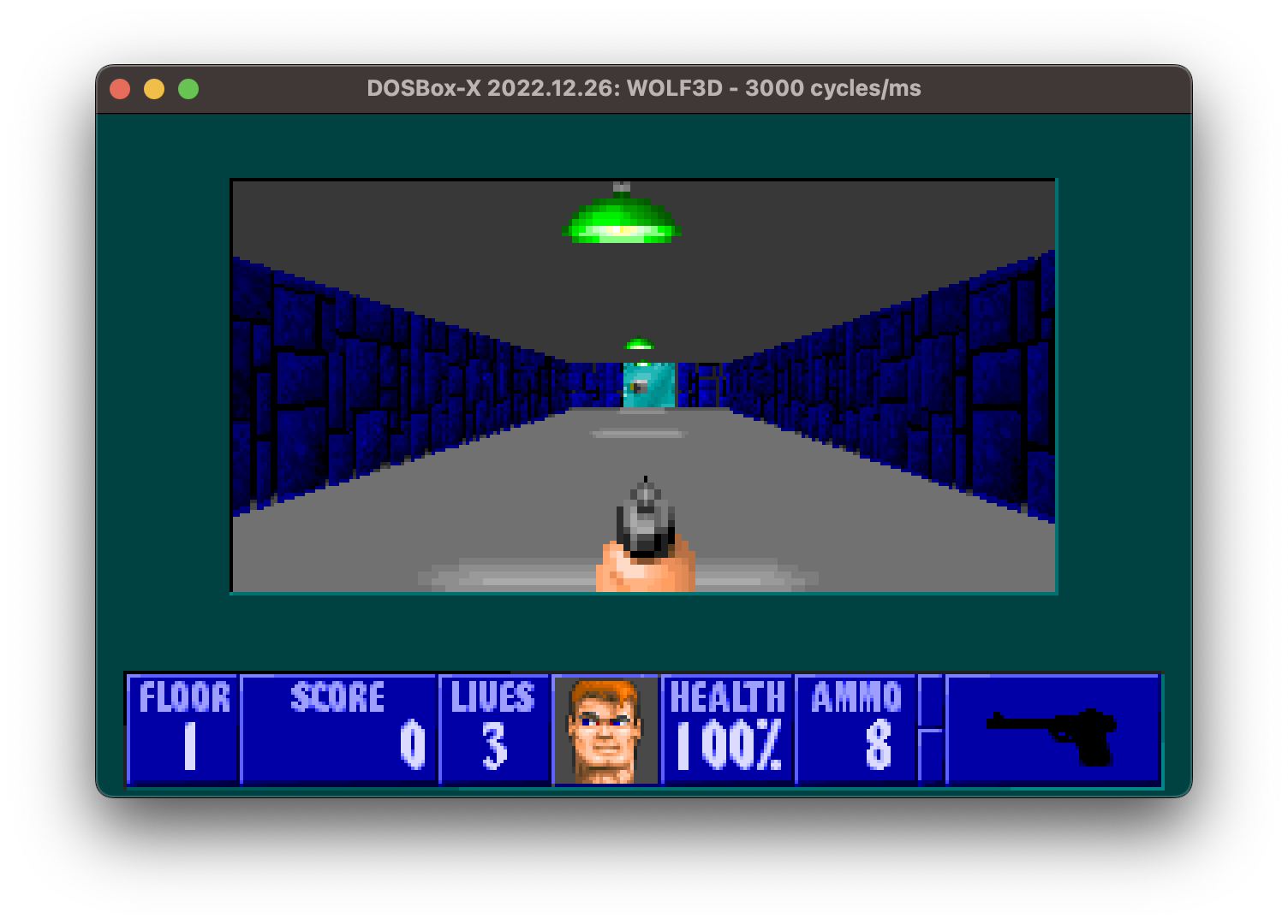 A hallway in Wolfenstein 3D