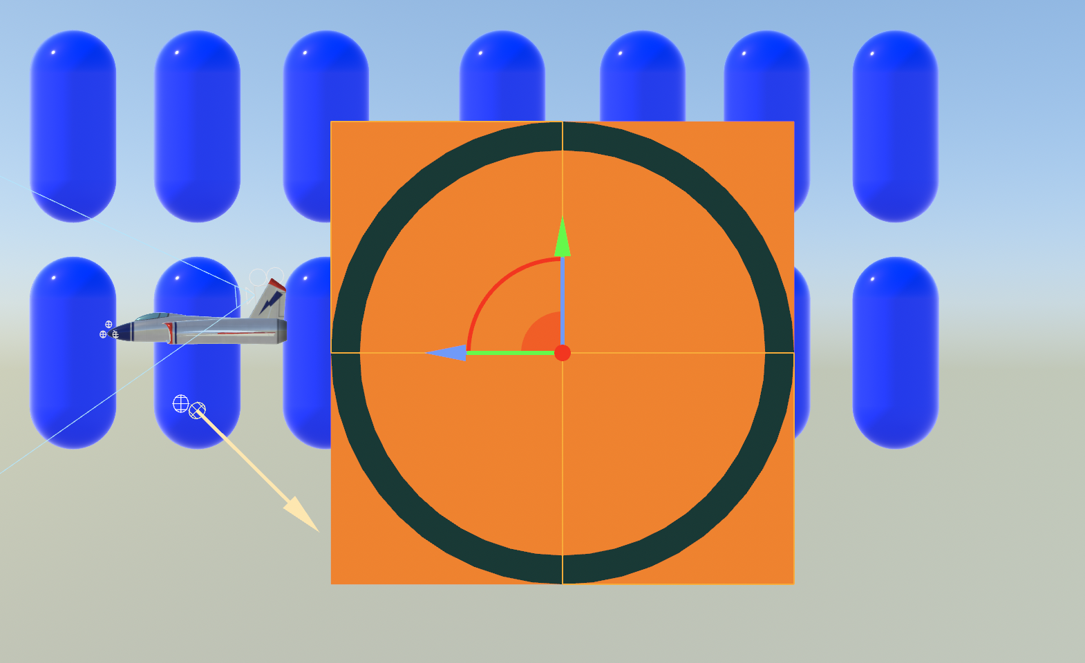 SceneKit scene with a door concept, made up of 4 rectangular boxes for the door, and a torus for the frame